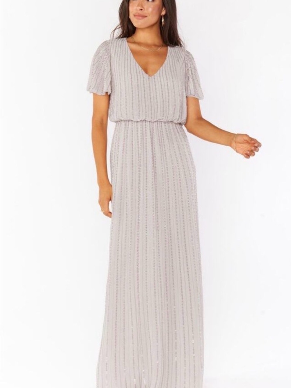 Show Me Your MuMu Michelle Flutter Maxi Dress Beaded